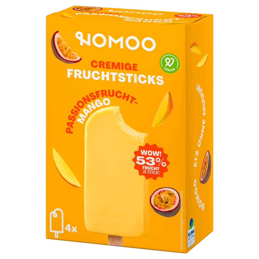NOMOO Cremige Fruchtsticks Passionsfrucht-Mango vegan 260ml